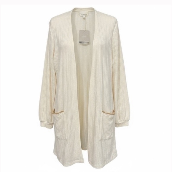 NWT Blu Pepper Two-Piece Cardigan and Jogger Lounge Set Cream — Size Medium - Picture 4 of 13